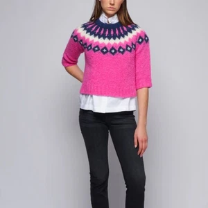 Smythe Pink Sweater Fair Aisle Preppy Alpaca XS Retails: $425 - Picture 1 of 9