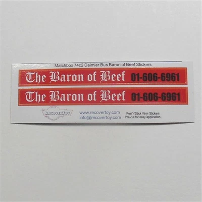 Matchbox Lesney 74c2 Daimler Bus Baron of Beef Sticker Set - Image 1 of 3