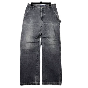 Y2K Guess Men's 33x32 Black Carpenter Wide Leg Relaxed Baggy Workwear Jeans 00s - Picture 1 of 11
