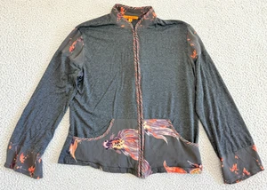 Harari Seide Baumwolle Jacke Top Small Grau Art to Wear Boho Artsy Multi Media - Bild 1 von 9