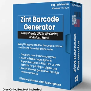 Zint Barcode Generator - UPC QR Code Creator Software - 50+ Formats - Windows CD - Picture 1 of 11