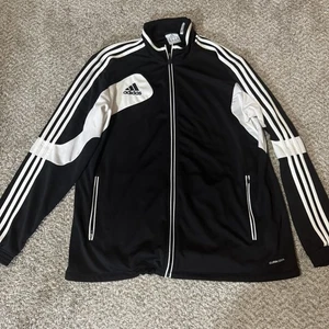 Adidas Jacket Mens 2XL Black White ClimaCool Full Zip Track Training Top 2010s - Picture 1 of 10