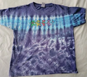 Vintage Greatful Dead Head Tie Dye T Shirt Blue Purple Bears Hippie Festival M - Picture 1 of 6