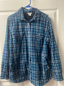 Duluth Shacket Herren groß blau Flanell kariert Fleece gefüttert Taschen Rückenversteller - Bild 1 von 7