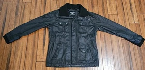 Harley Davidson Jacket Mens Large Black Out Of Reach Rugged Waxed Motorcycle - Picture 1 of 10