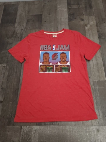 Men's NBA Jam Portland Trail Blazers T-shirt Damian Lillard CJ McCollum Homage M Cover