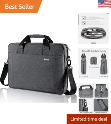 Elegante bolsa de mensajero gris para computadoras portátiles de 17-18 pulgadas con correa de hombro extraíble Foto 1 de 4