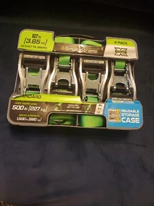 SmartStraps Ratchet X Tie-Down Straps 1inx12ft Each 4 Pack 1500-Lb Break Strngth - Picture 1 of 7