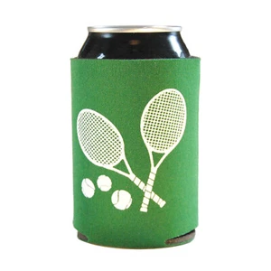 10 Tennis Can Coolers, Racket / Ball Design, Insulated Can Coolies Koozies Cozy - Picture 1 of 1