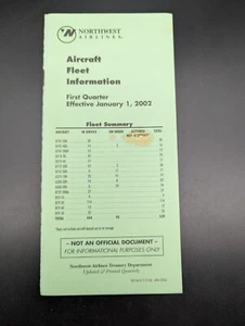 Registro de información de flota de Northwest Airlines primer trimestre de 2002 gestión de flotas - Imagen 1 de 4