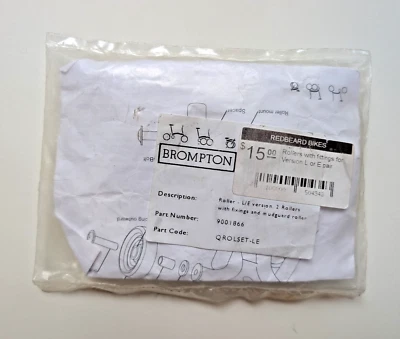 Brompton Roller L/E version - 2 rollers w/ fixings and mudguard roller - Image 1 of 2