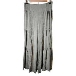 SIMPLEE Green NWT Shirred Waist Wide Leg Loose Fitting Boho Hippie Pants SZ L - Picture 1 of 9