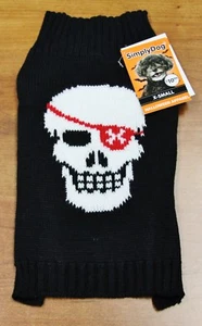 New Dog Costume Black Pirate Red Eye Patch Sweater XS/S M/L  Halloween - Bild 1 von 2