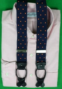 "Albert Thurston Navy/ Orange Dot Braces Made In England" - Picture 1 of 5