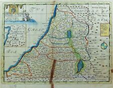 RARE 18TH C MAP LAND OF CANAAN HOLY LAND ISRAEL/PALESTINE 1738 BY E. WELLS (UK) 