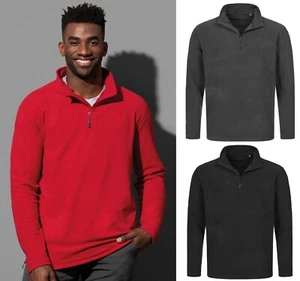 STEDMAN Mens HALF Zip up ANTI-PILL Polar Fleece Sweat Jackets Warm Work Pullover