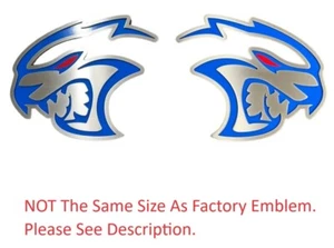 Stainless Blue Hellcat Redeye Fender Badge Emblems 2015-2023 Dodge Challenger - Picture 1 of 5