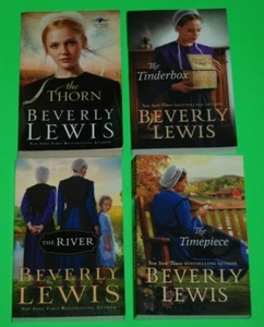 Lot 4 Amish Romance Novel Books Beverly Lewis Thorn Tinderbox River Timepiece - Picture 1 of 2