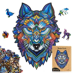 Wolf Wolf Wooden Jigsaw Puzzles, unique irregular animal shaped puzzles, great - Picture 1 of 18