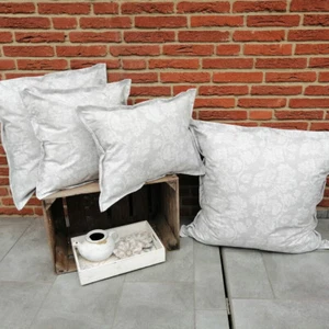 Fodera per Cuscino Grigio con Ornamenti (Foglie) Cotone Rivestito 5 Misure - Foto 1 di 6