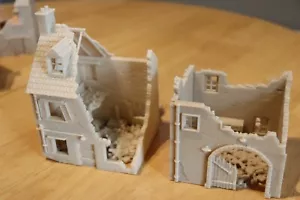 2 Casa Distrutta Danneggiata 28mm Wargaming ecc WW2 WW1 (a) - Foto 1 di 4