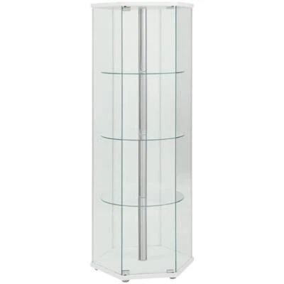 Coaster Zahavah 4-shelf Hexagon Glass Curio Cabinet White and Clear - Image 1 of 2