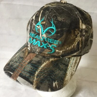 Gorra de béisbol Realtree Max 5 sombrero camuflaje verde azulado bordado correa ajustable Foto 1 de 4
