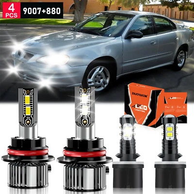 Combo de 4 bombillas LED de haz alto/bajo blanco para Pontiac Grand Am 1999-2005 Foto 1 de 4