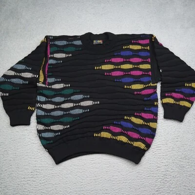 Vintage COOGI Australia Sweater Mens Large Black 3D Knit 100% Pure Wool Biggie - Image 1 of 4