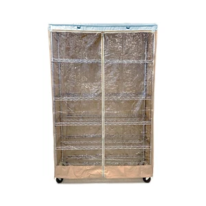 COVER for Shelving Storage Rack Unit | 36”Wx14”Dx54”H (clear front, Khaki/Blue) - Picture 1 of 5