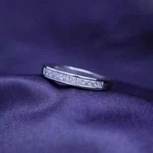 14k White Gold Plated 2.5 ct Princess Cut Lab-Created Diamond Wedding Band Ring - Picture 1 of 10