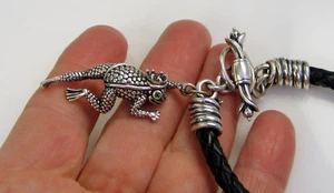 Nachlass Barry Kieselstein Kordel Leder Sterling Silber Froschkönig Bettelarmband - Bild 1 von 9