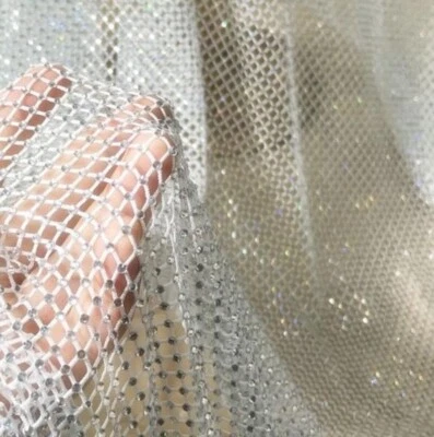 Glänzend Strass Netzstoff Stretch Fischnetz Elastisch Netz DIY Kleid Handwerk - Bild 1 von 4