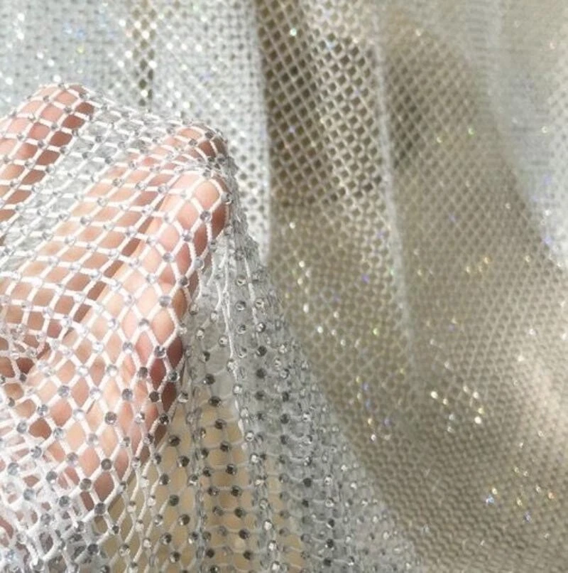 Glänzend Strass Netzstoff Stretch Fischnetz Elastisch Netz DIY Kleid Handwerk - Bild 1 von 4