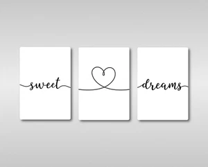 Sweet Dreams with Heart Cita Impresión artística de pared de metal flotante. Dormitorio. Buenas noches - Imagen 1 de 5