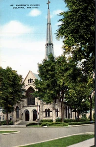 DELAVAN, WEIS. POSTKARTE, Andreaskirche - Bild 1 von 2