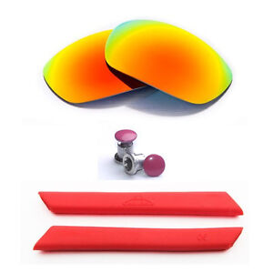 Walleva Polarized Fire Red Lenses And Rubber/Bolts Kit For Oakley Racing Jacket