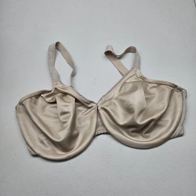 Wacoal Women Bra 38DD Beige Unlined Underwired Satin Minimizer Adjustable Straps - Image 1 of 4