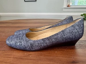 Trotters Lauren Dress Wedge Women's Shoes Size 9.5 Blue/Tweed EUC - Picture 1 of 9