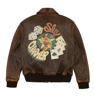 Avirex Sky Charmer New Vintage A2 Brown Leather Jacket - Image 1 of 3