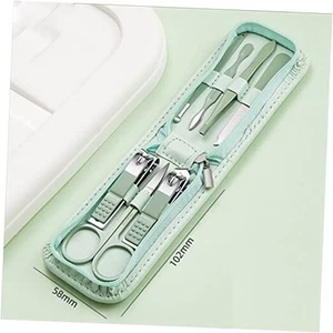 7-Piece Nail Care Kit, Mint Green Leather Travel Case,Manicure Set Personal - Picture 1 of 8