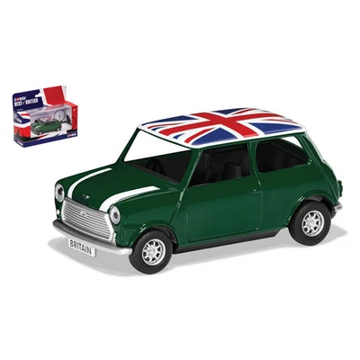 MINI COOPER 1300 1970 BEST OF BRITISH GREEN WHITE UK FLAG 1:36 Corgi Auto Strada - Immagine 1 di 3