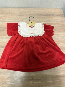 Vestito natalizio vintage anni 80 velluto/velour bambino taglia 24 mesi New York bambini  - Foto 1 di 7