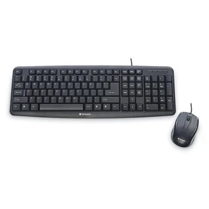 Verbatim Slimline USB Corded Keyboard and Mouse Combo Home Office Set - Picture 1 of 7