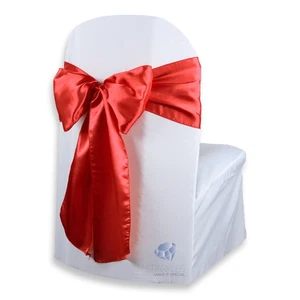 100 Stck. Satin Stuhlhusse Schleife Schärpe 108"x8" - rot - Hochzeit Party Bankett Pa - Bild 1 von 5