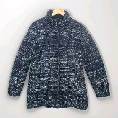 Chaqueta acolchada de plumón negra con estampado North Face Donegal para mujer abrigo de longitud media grande Foto 1 de 4