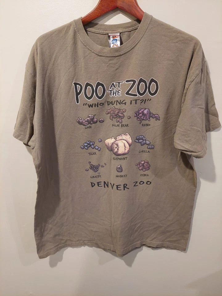 Vintage Denver Zoo XL Shirt Funny Poo At The Zoo - Who Dung It - VTG Joke Tee - Image 1 of 4