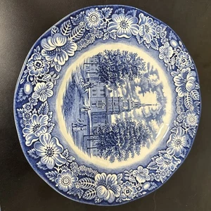 Vintage Liberty Blue Independence Hall Plate 10in Blue Made In England - Picture 1 of 3