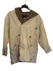 Giacca Moda International beige seta con cappuccio donna M doppiopetto tasche leggera - Foto 1 di 6