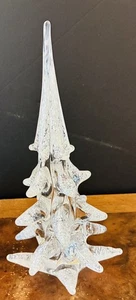 Vintage MURANO ITALY ART GLASS Clear & Frosted Christmas Tree 10 Inch - Picture 1 of 10